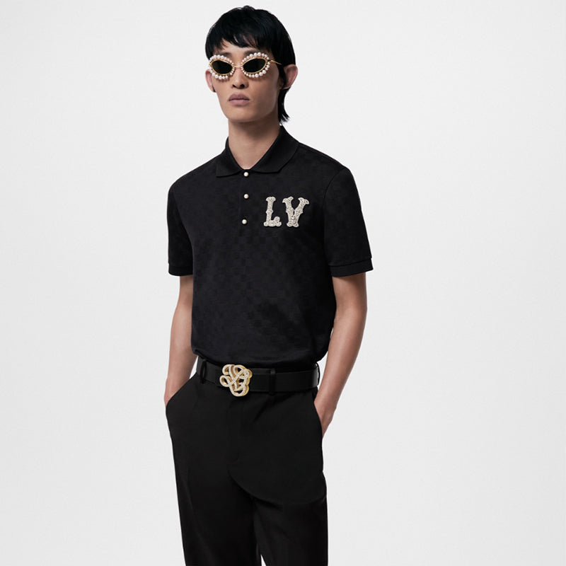 LV コットンピケポロウィズエンブロイダードLVパッチ