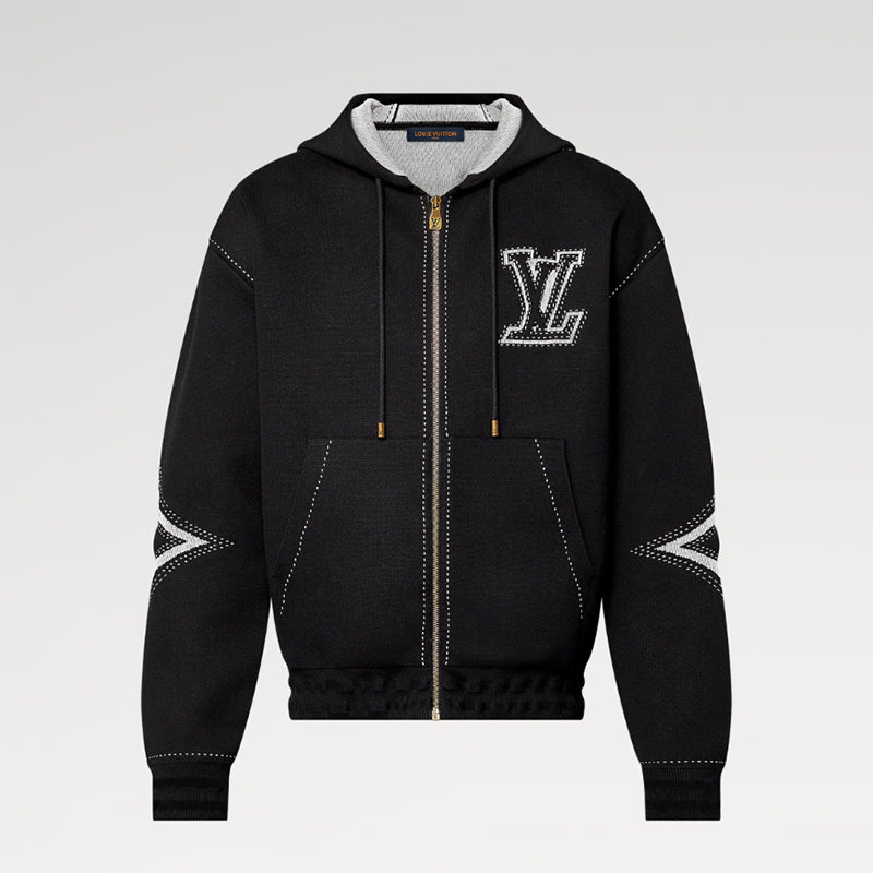 LV インターシャ ジップアップ コットン パーカー