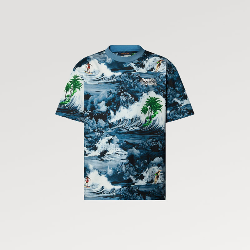 LV プリントショートスリーブコットンTシャツ